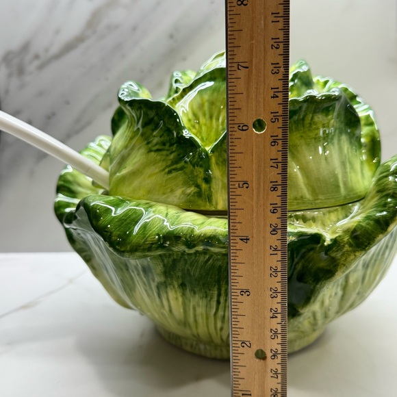 Green Ceramic Cabbage/Lettuce Soup Tureen with Ladle - Picture 11 of 17